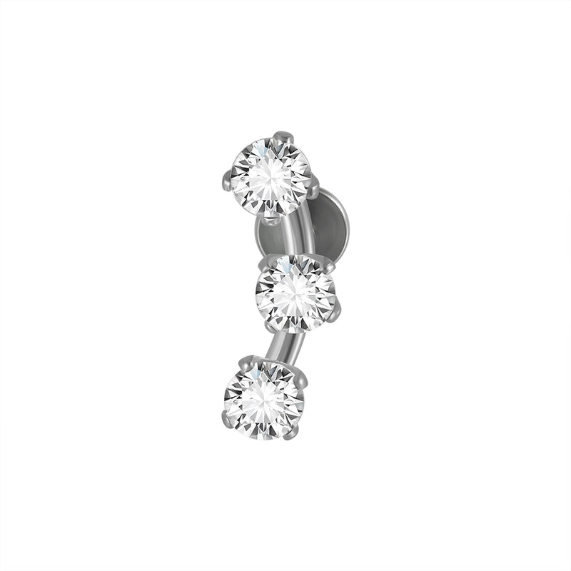2 Pieces Ear Cartilage Rings & Studs Casual Vacation Minimalist Geometric Heart Shape 304 Stainless Steel Inlay Zircon 18K Gold Plated Lip Rings Ear Cartilage Rings & Studs