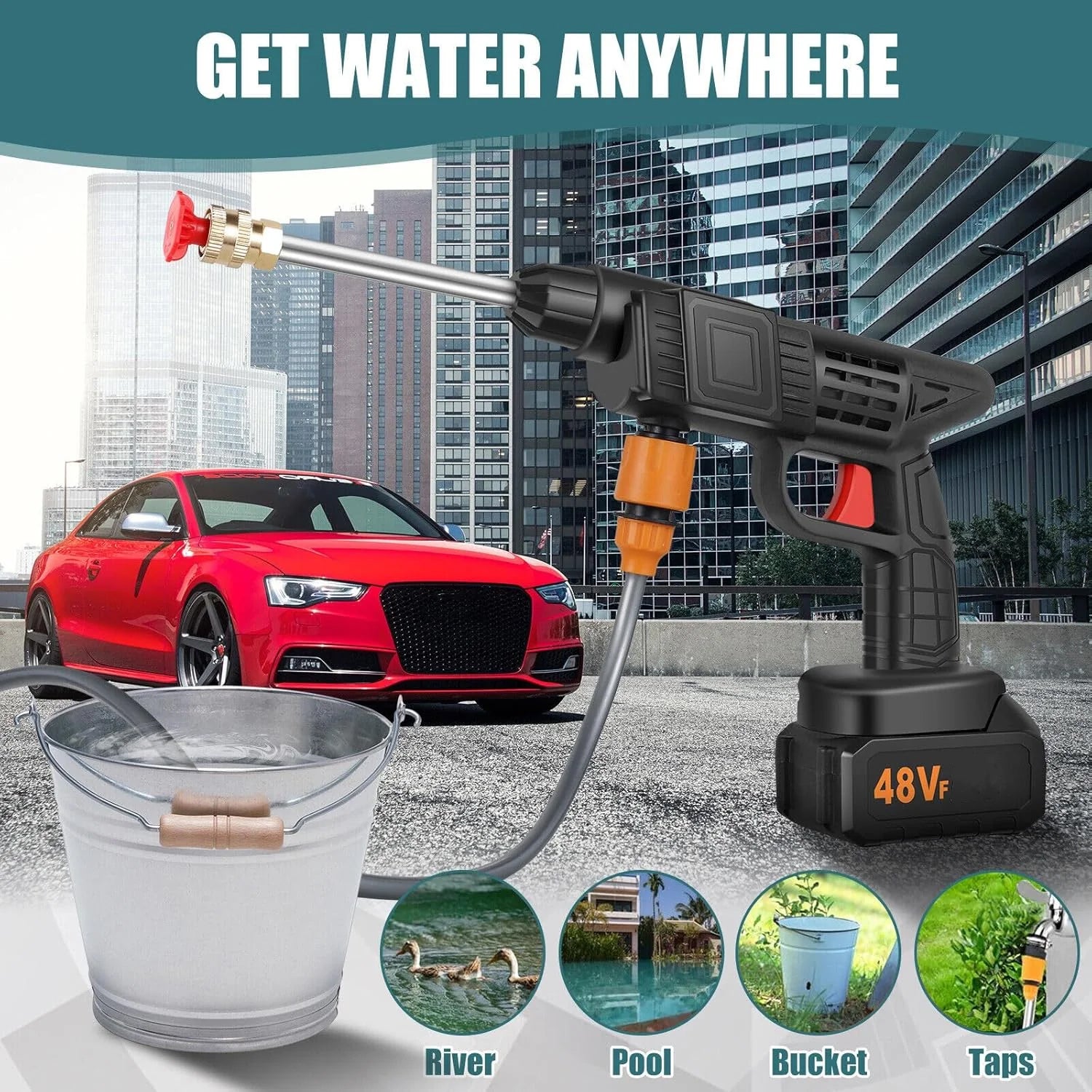 48V Car Washer Gun. Water Spray Gun. Car washing Kit (48V /  With Small Box)