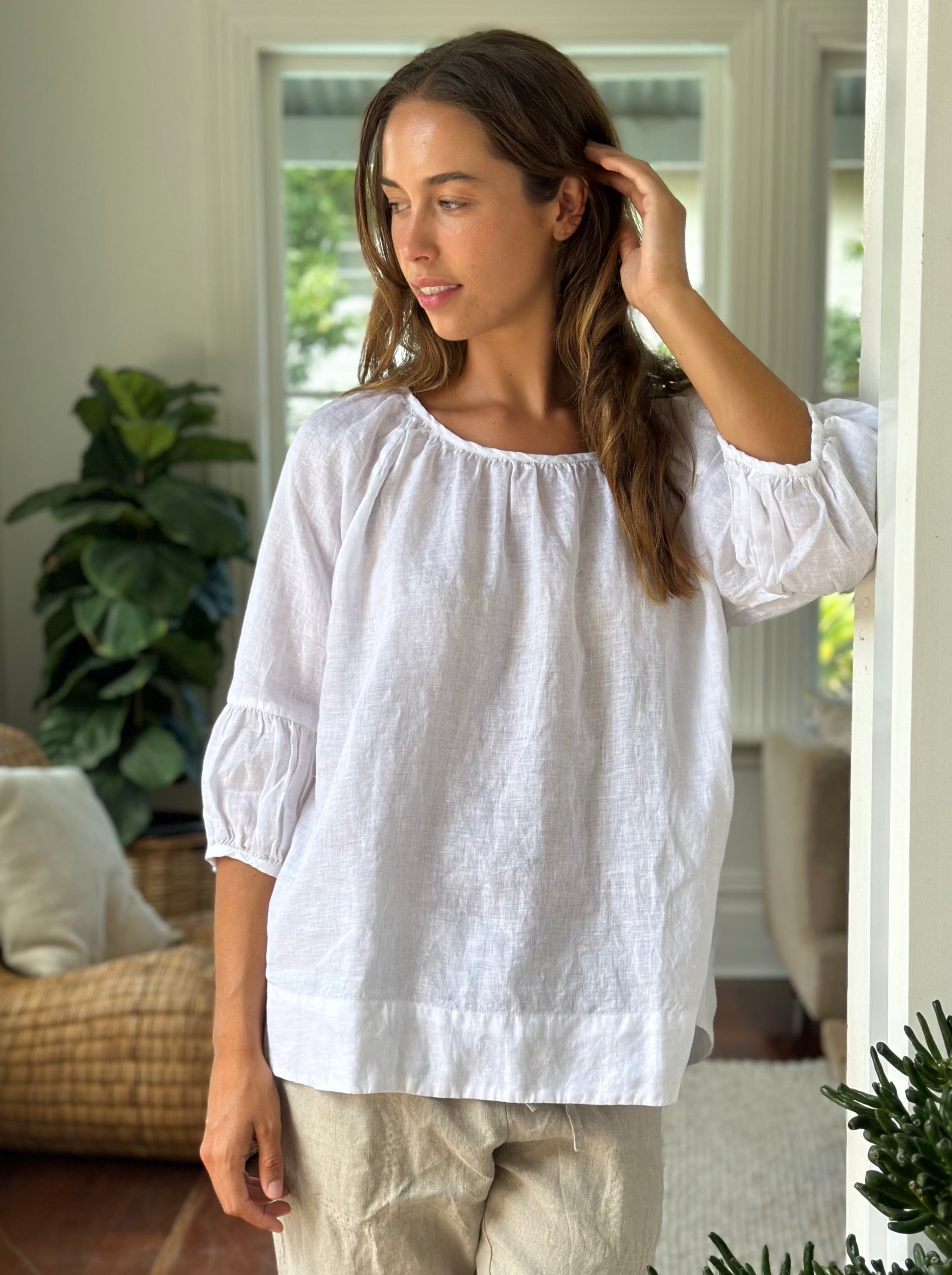 julia top-white linen