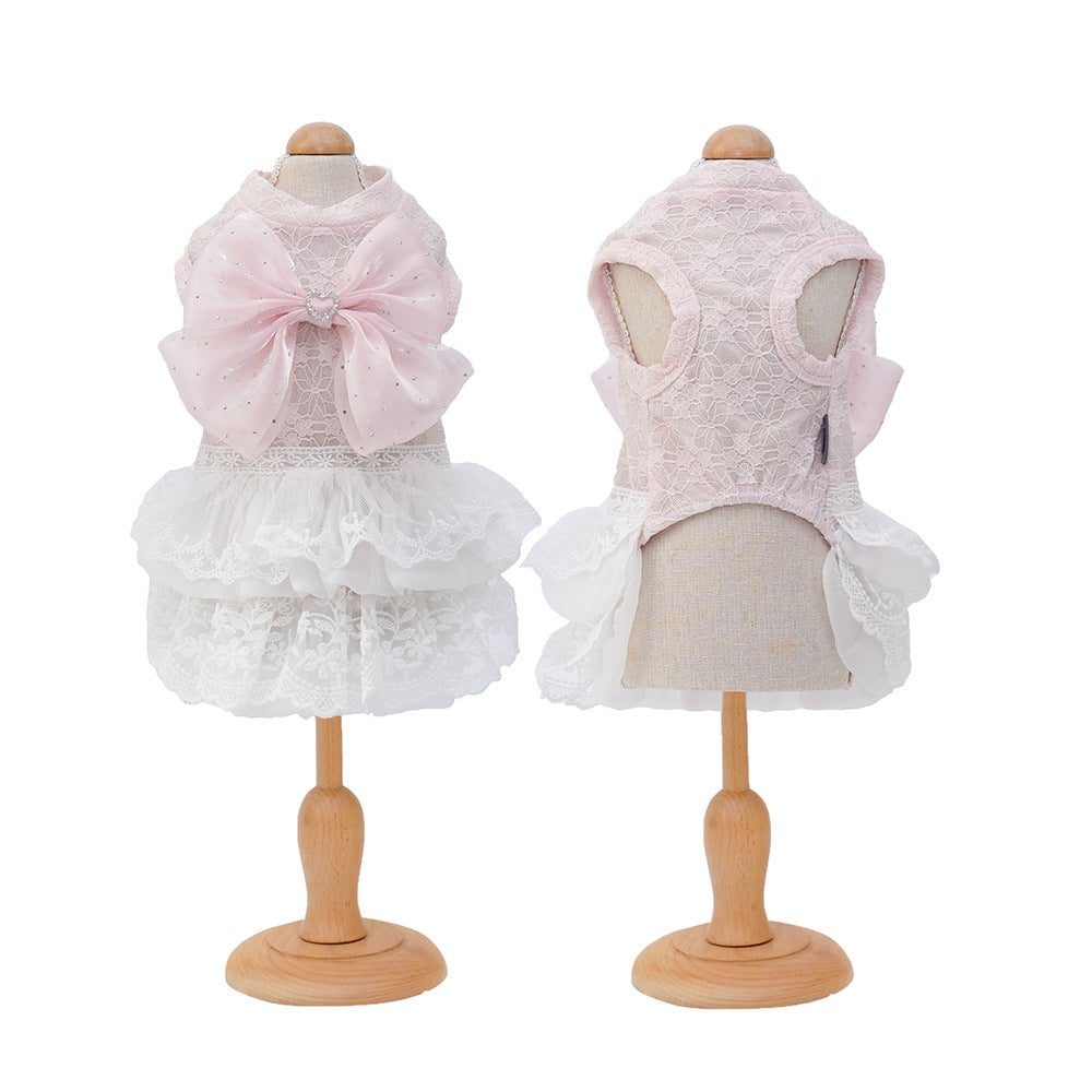 Sweet Lace Design Bow Dog Cat Dress