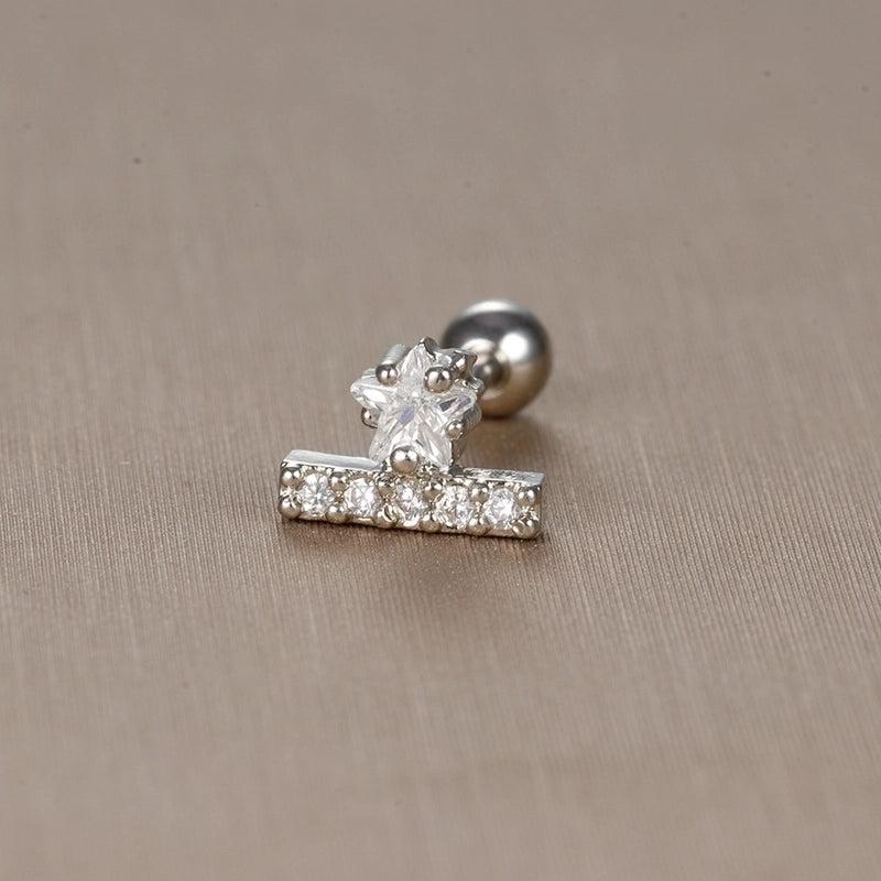 1 Piece Sweet Minimalist Flower Plating Inlay Titanium Steel Zircon Ear Studs