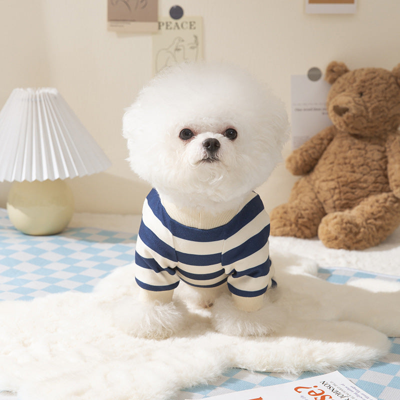 Striped Bear Printed Dog Cat Jumpsuit