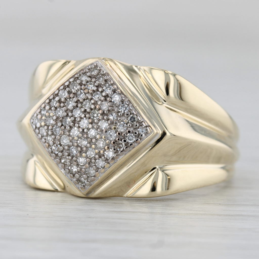 0.20ctw Pave Diamond Cluster Ring 10k Yellow Gold Size 11