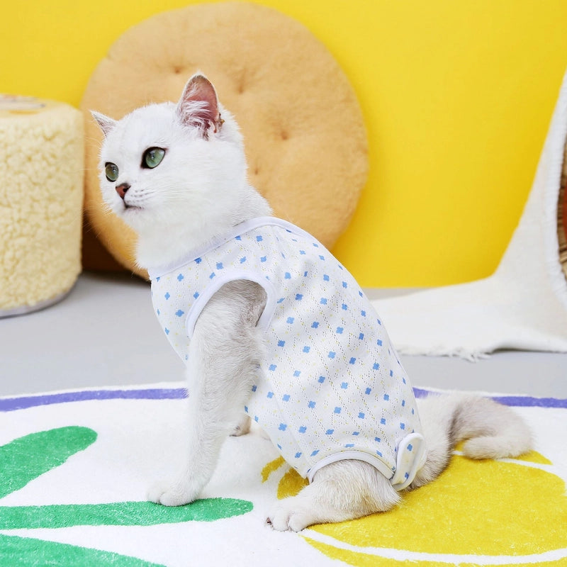 Pet Cat Sterilization Suit Postpartum Clothes Surgical Anti-licking Weaning Suit 23 Four-leaf Clover Cat Sterilization