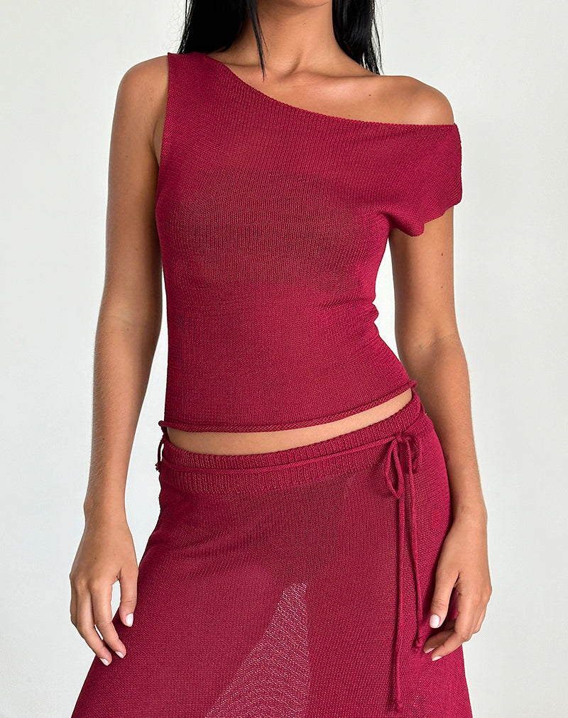 Calypso Top in Sheer Knit Red