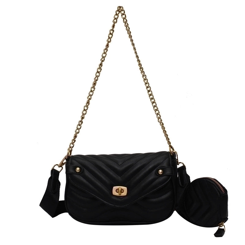 Wonmen's Small Pu Leather Solid Color Fashion Square Buckle Crossing Bag Shoulder Bag