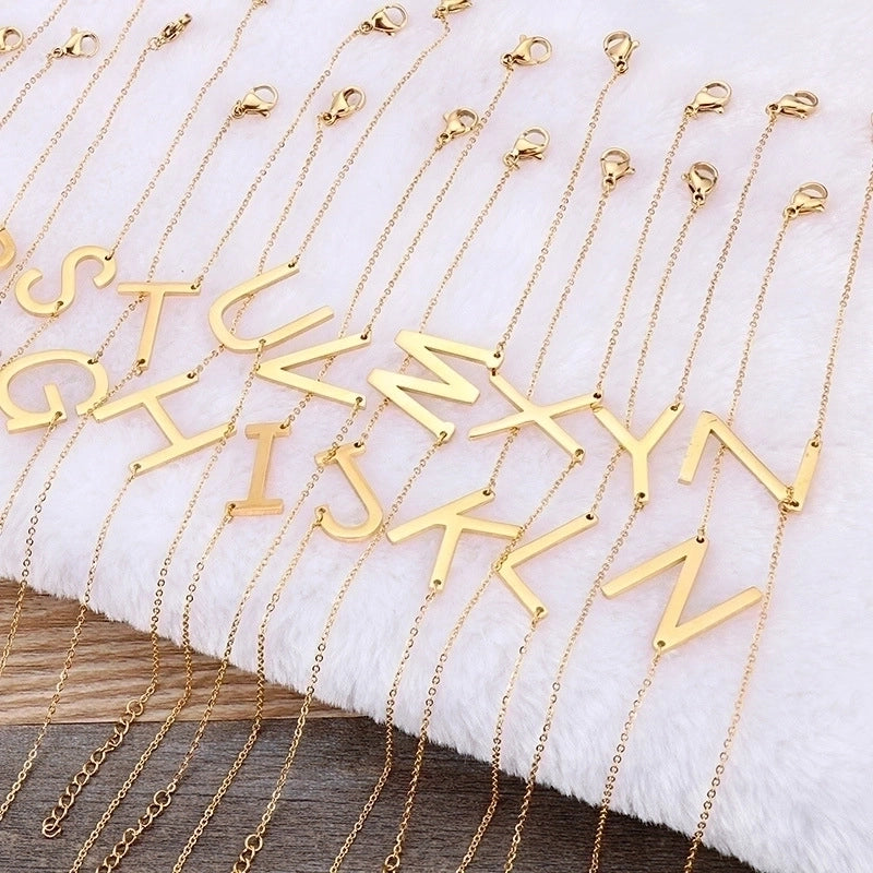 Fashion Letter Titanium Steel 18K Gold Plated Bracelets In Bulk