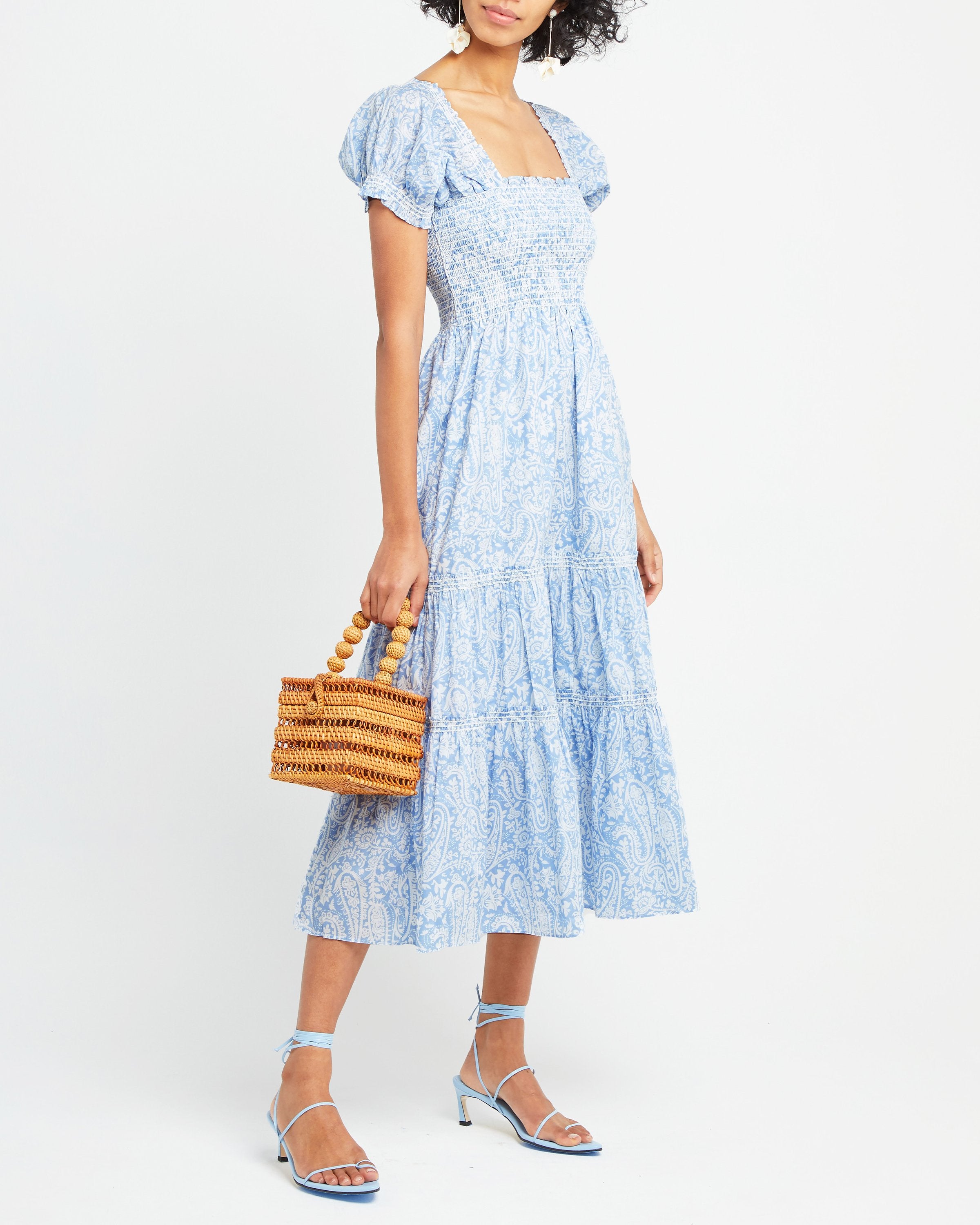 Square Neck Smocked Maxi Dress