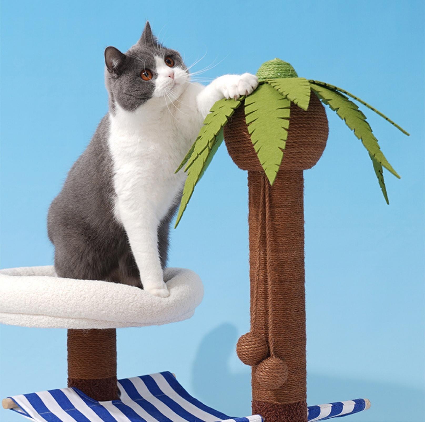 Coconut Tree Style Cat Scratching Post With Nest