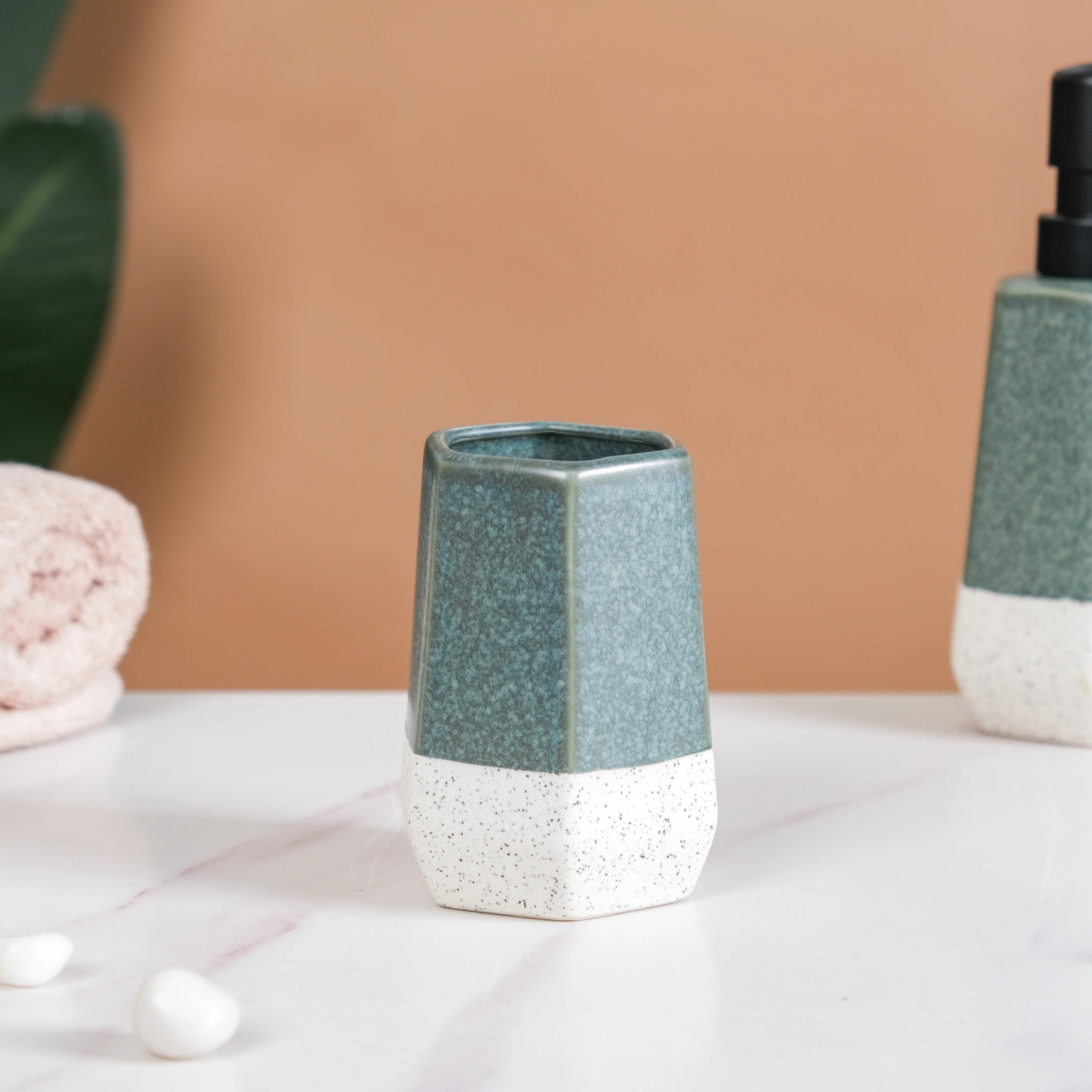 Stoneware Bathroom Accessories Set Of 3