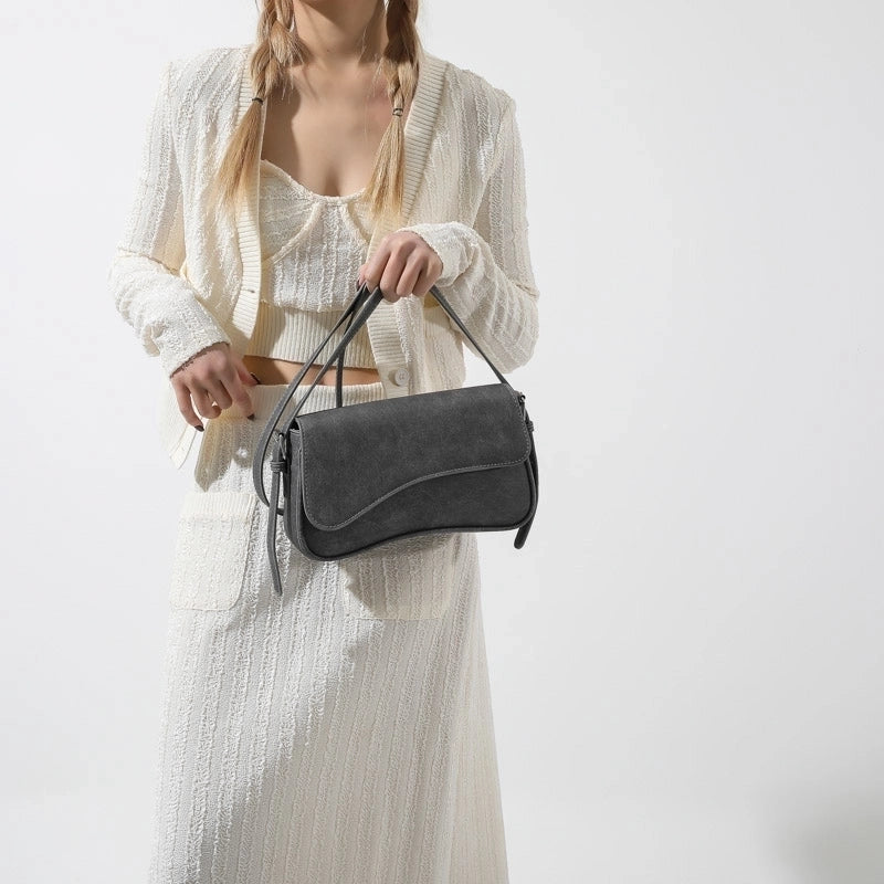 Women's Pu Leather Solid Color Vintage Style Classic Style Sewing Thread Square Flip Cover Crossbody Bag