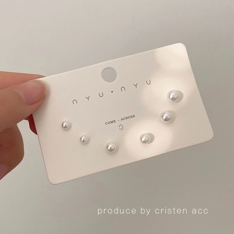1 Pair Minimalist Round Inlay Alloy Zircon Ear Studs