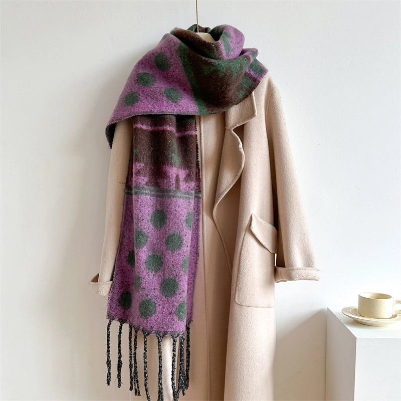 Women's Elegant Basic Minimalist Polka Dots Imitation Cashmere Polyester Scarf