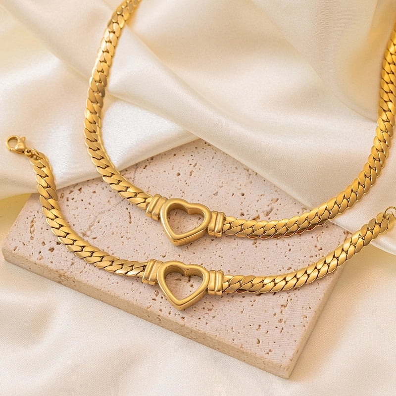 Hip-Hop Retro Solid Color Titanium Steel Plating Jewelry Set