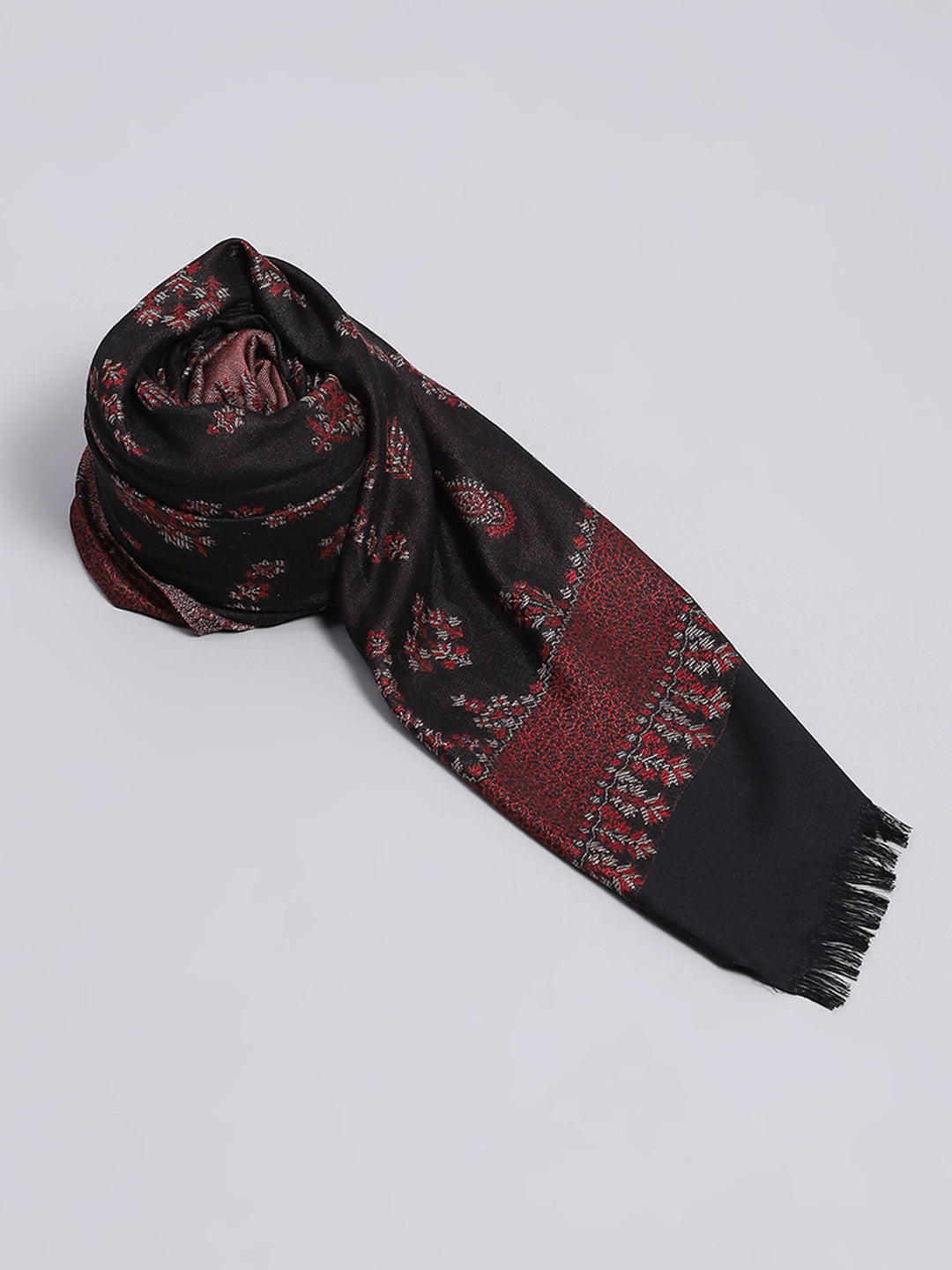 Women Black Self Design Shawl