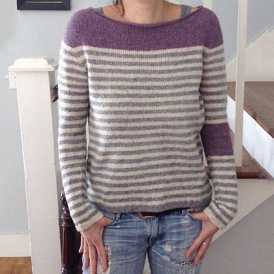 Retro Crew Neck Striped Contrast Sweater