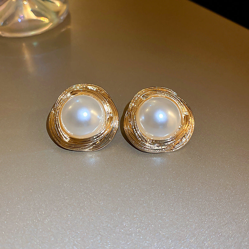 Mid-century Modern Round Geometric Copper Electroplating Earrings