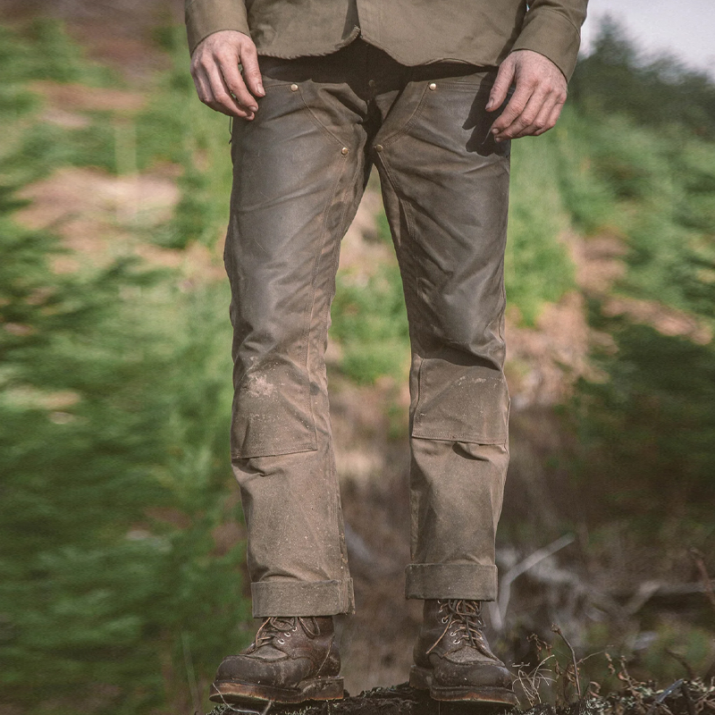 Vintage Distressed Canvas Slim Fit Work Pants