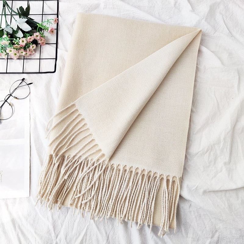 Unisex Sweet Minimalist Solid Color Imitation Cashmere Polyester Scarf