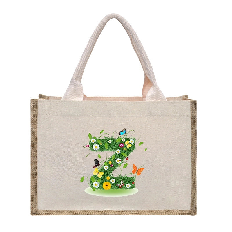 Women's Medium Canvas Letter Basic Classic Style Open Shopping Bags
