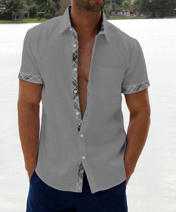 Men's Casual Plaid Collar Button Shirt