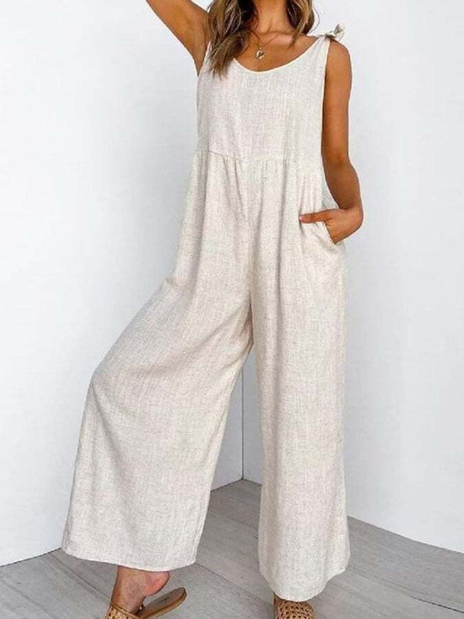 Women's Casual Solid Color Sleeveless Jumpsuit