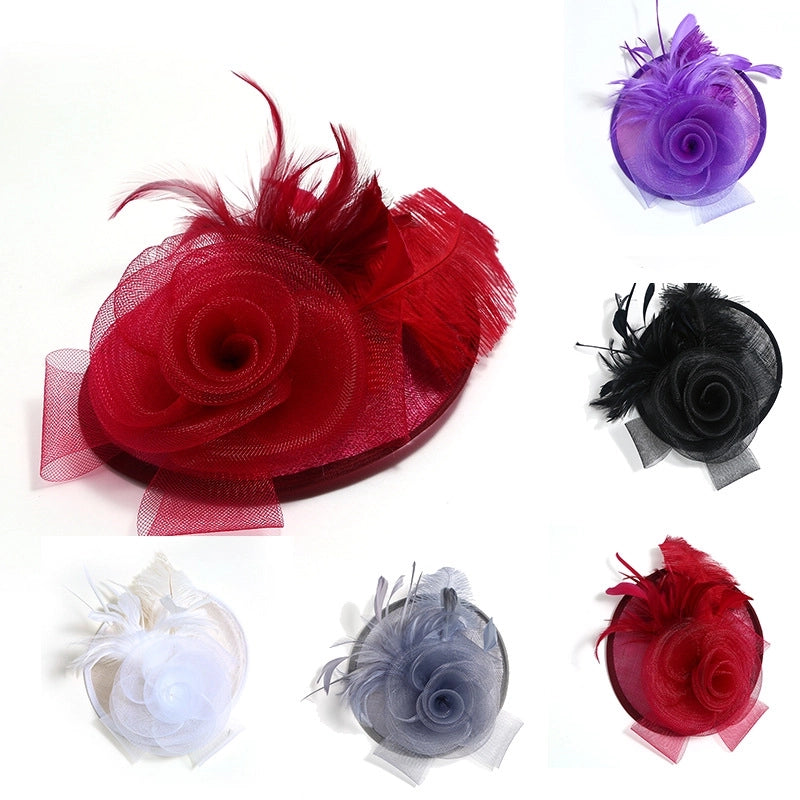 Supply Of Women's Hats Spring And Summer Hemp Gauze Ostrich Feather Western-style Banquet Hat