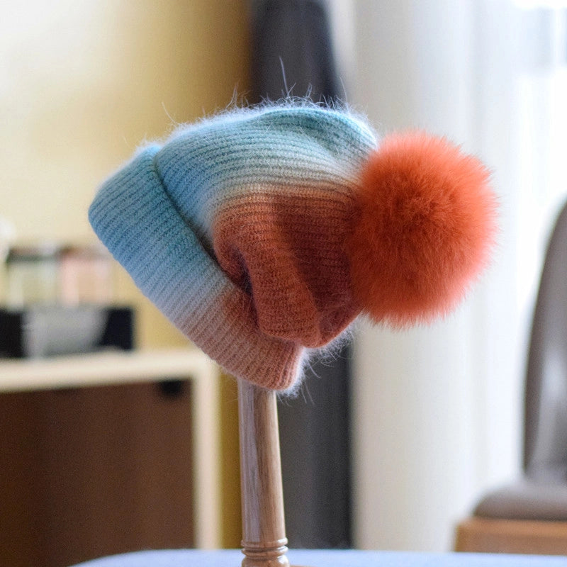 Women's Basic Retro Tie Dye Eaveless Wool Cap