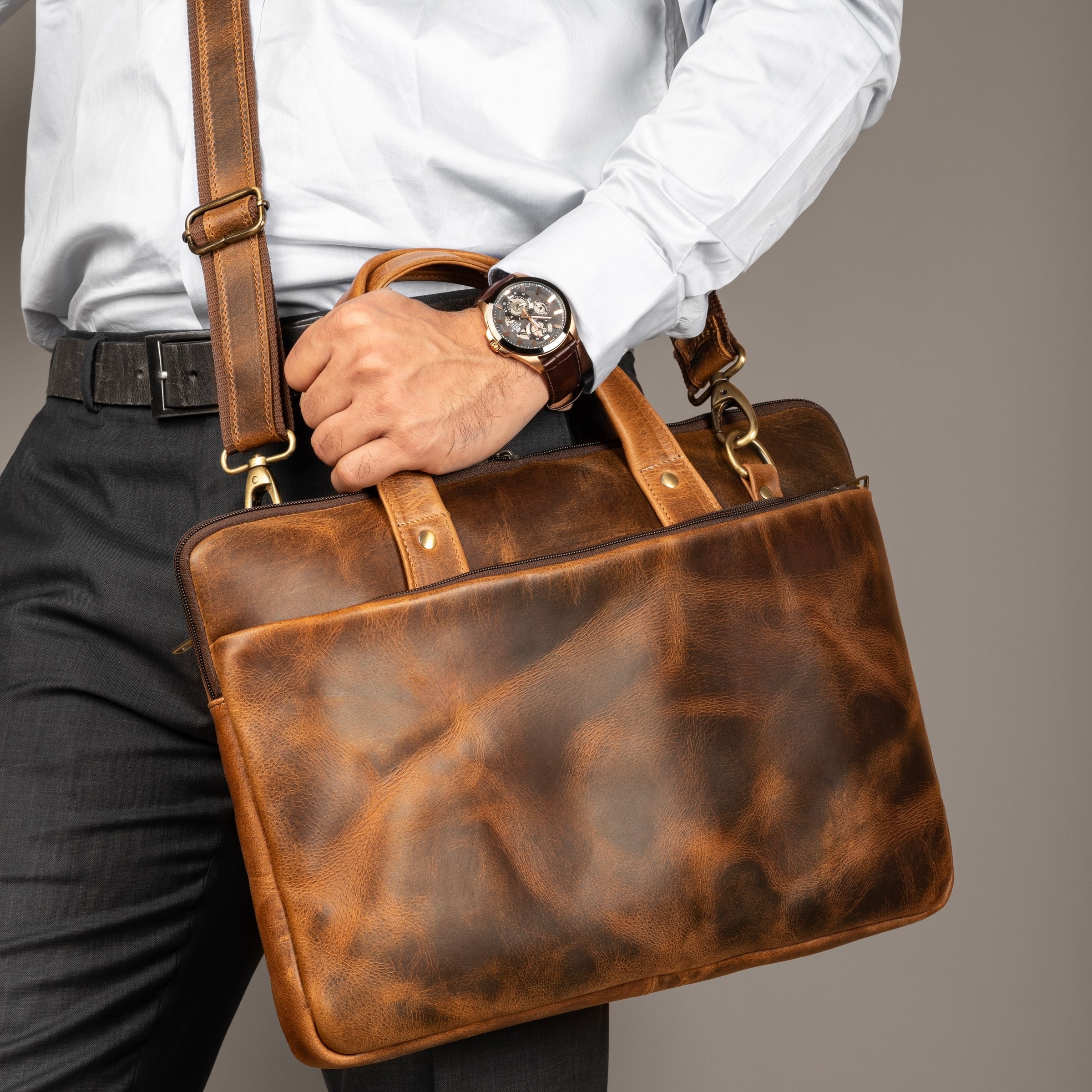 Harbor Laptop Briefcase. Tan