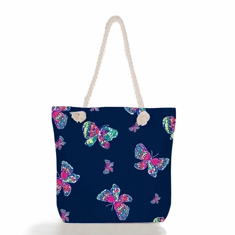 Women'S Vacation Butterfly Canvas Shopping Bags