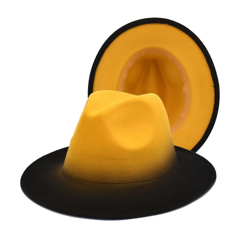 Color Matching New Gradient Jazz Hat Women's Fashion Woolen Hat Hat Men's Outdoor Sun Hat
