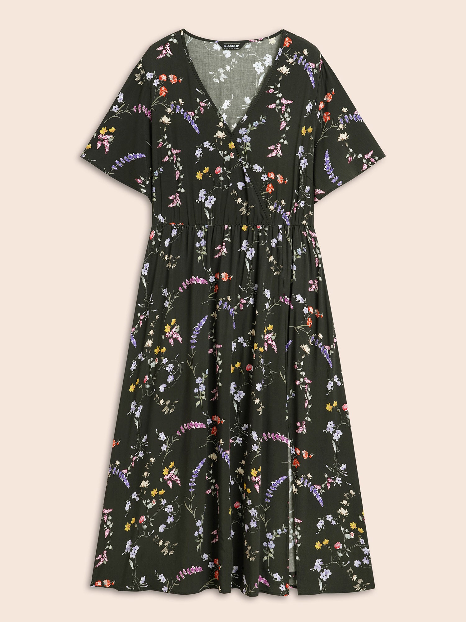 Floral Wrap Ruffle Sleeve Dress