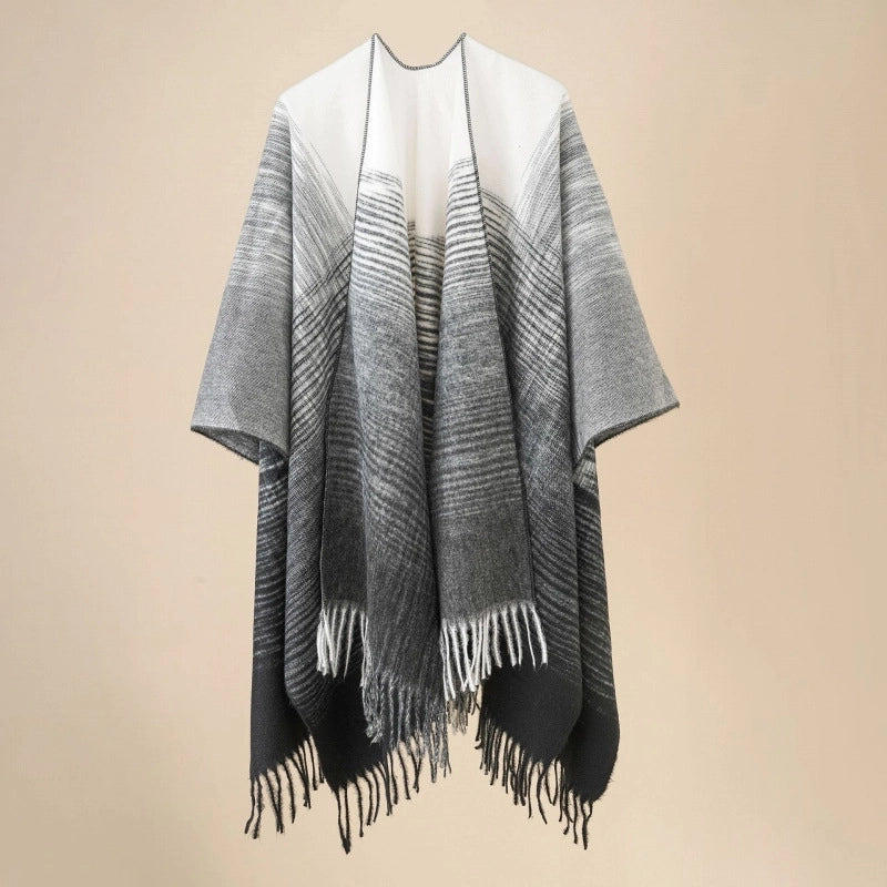 Women's Casual Lattice Polyester Tassel Shawl