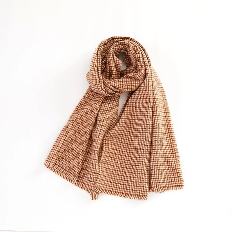 In Autumn And Winter Retro Color Matching Small Plaid Scarf Soft And Comfortable Warm  Shawl Scarf
