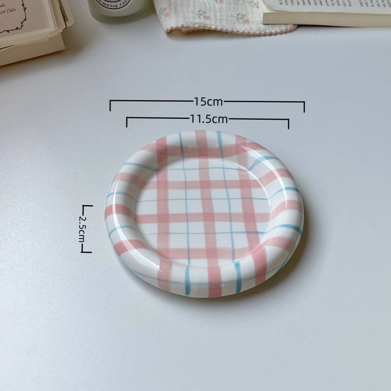 Cute Lattice Porcelain Plate 1 Piece