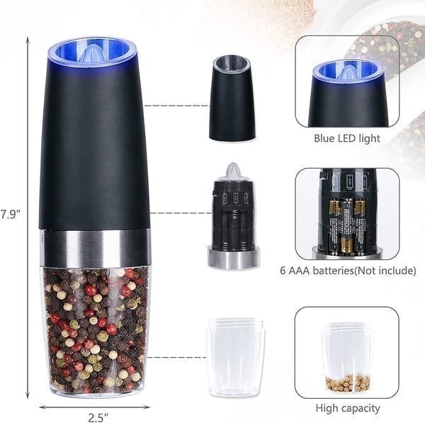 Automatic Electric Gravity Induction Salt & Pepper Grinder