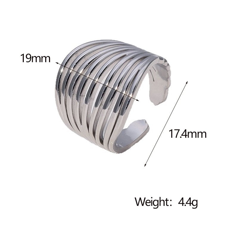 Simple Lines Geometric Stainless Steel Open Ring Hollow Cold Style Gold-Plated Personality Ring For Women