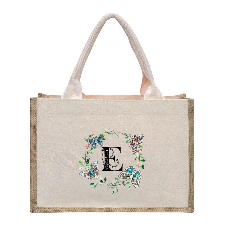 Women's Medium Canvas Letter Basic Classic Style Open Shopping Bags
