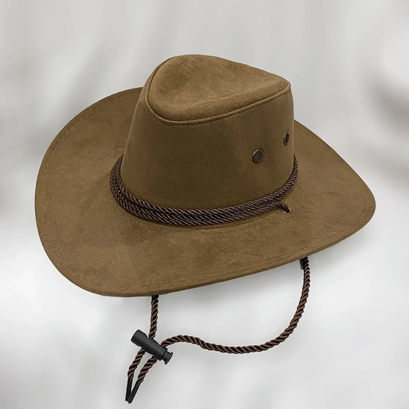 American Western Cowboy Hat Spring And Autumn Leather Men's Mountain Climbing Spanish Women's Sun Big Edge Sun Hat Sunscreen Travel