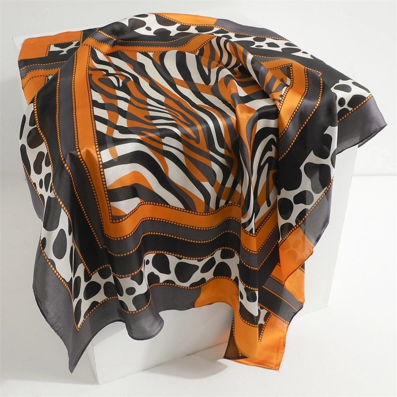 Women's Elegant Flower Satin Printing Silk Scarf