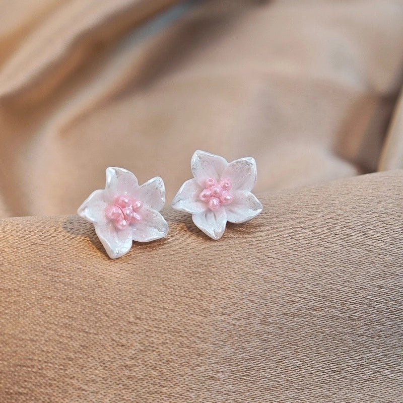 3 Pieces Sweet Heart Shape Rose Flower Inlay Imitation Pearl Alloy Rhinestones Earrings