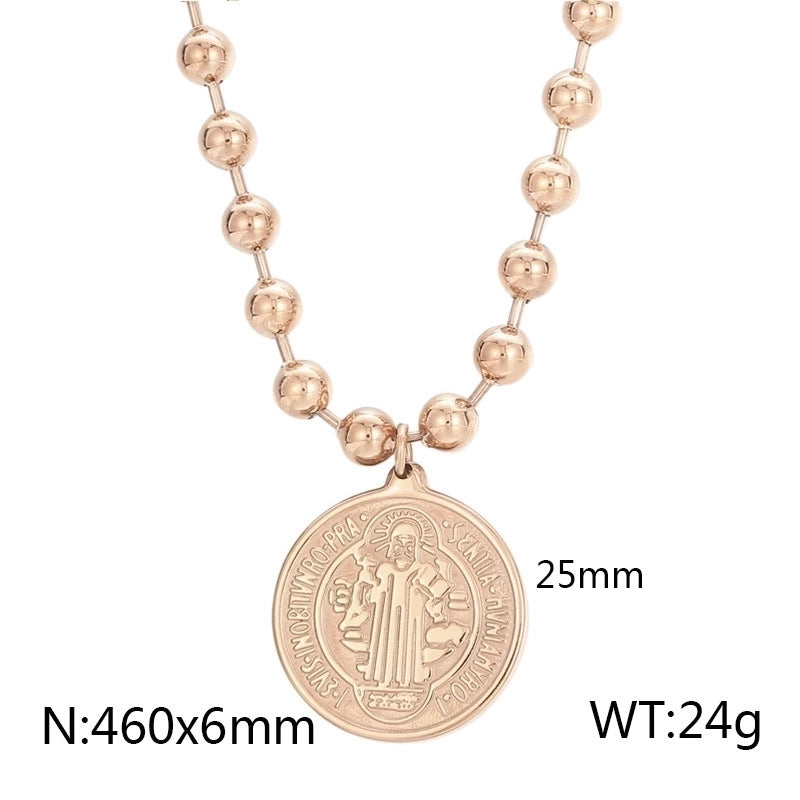 Stainless Steel Titanium Steel 18K Gold Plated Minimalist Plating Human Round Bracelets Necklace