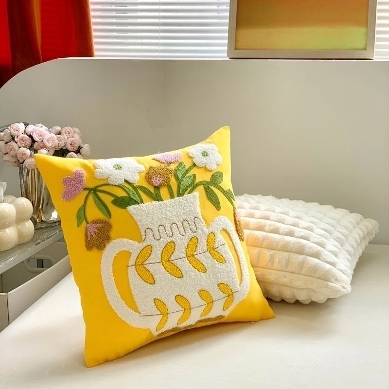Cute Pastoral Flower Plush Throw Pillow