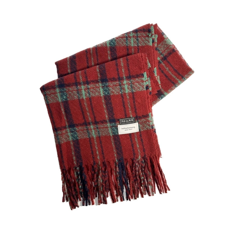 Women's Casual Lattice Imitation Cashmere Tassel Scarf