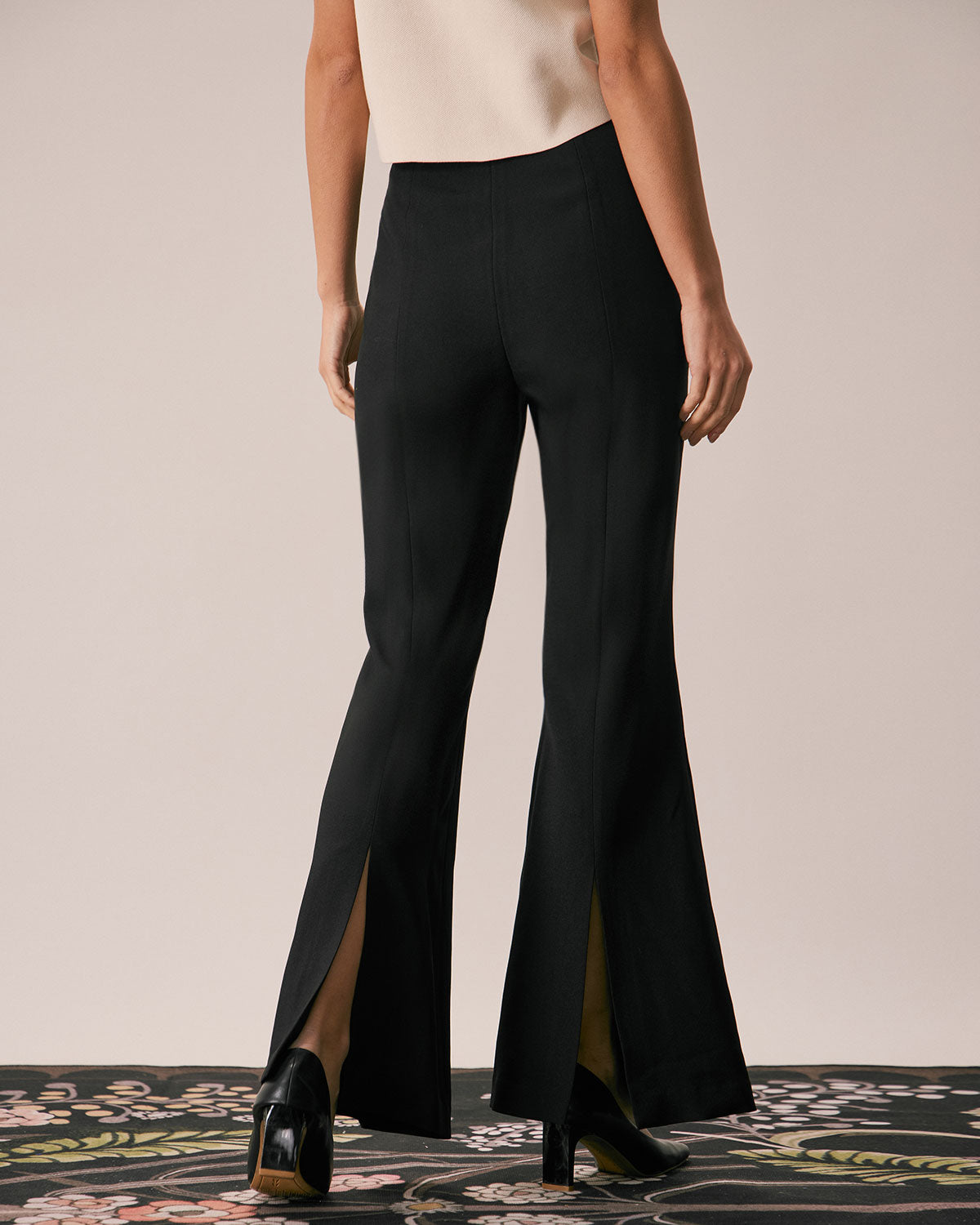 The Black High Waisted Zipper Flare Pants