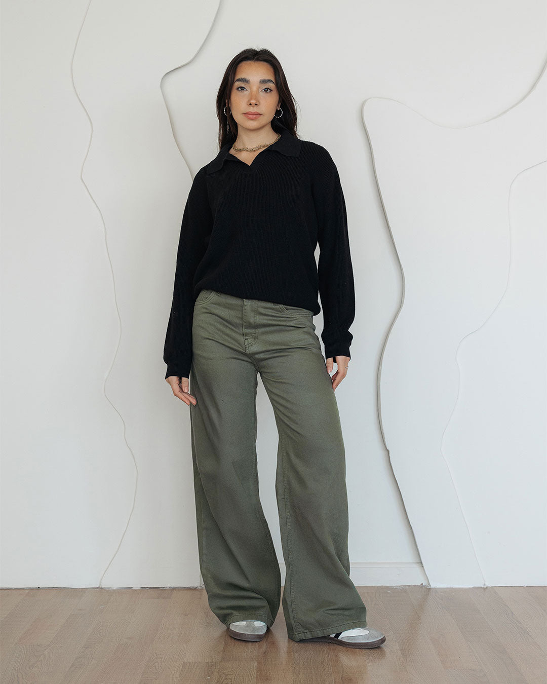 Women Gabardine Wide Leg Pants