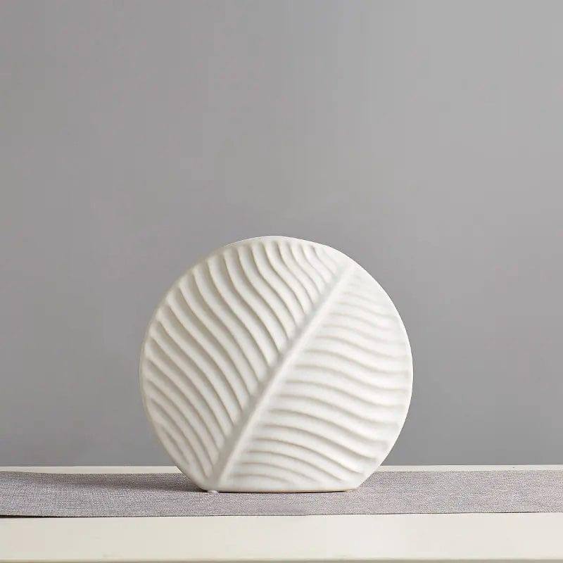 Leaf Slim Ceramic Vase - White