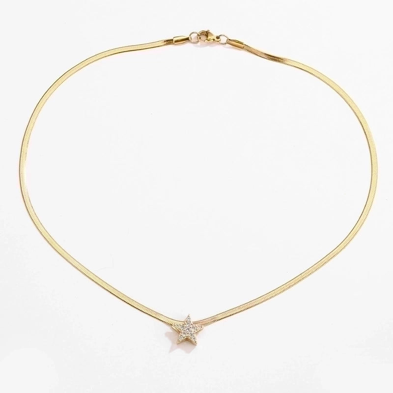 Fashion Heart Stainless Steel Copper Plating 18K Gold Plated Necklace