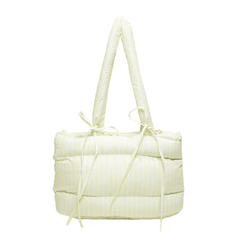 Women's Large Oxford Cloth Stripe Streetwear Square Magnetic Buckle Shoulder Bag