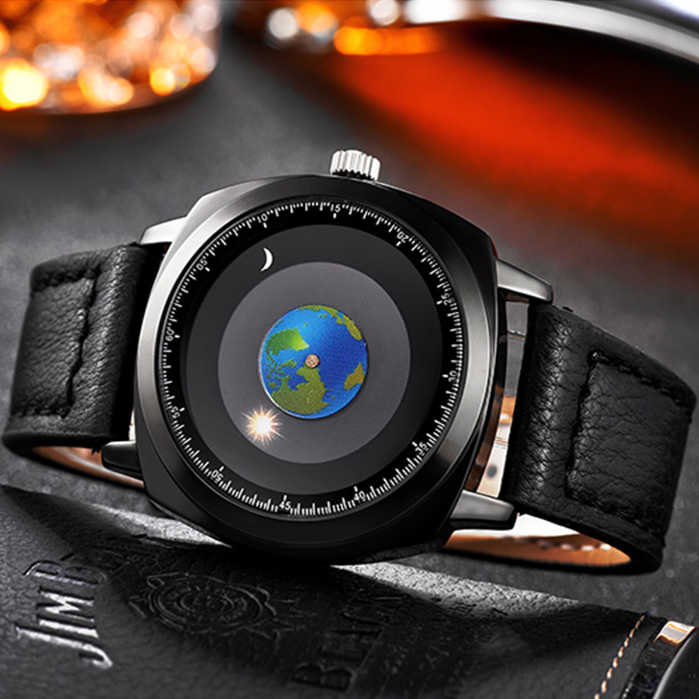 Fashion Cool Creative Rotating Earth Watch Silicone Leather Quartz Sports Men's Watch
